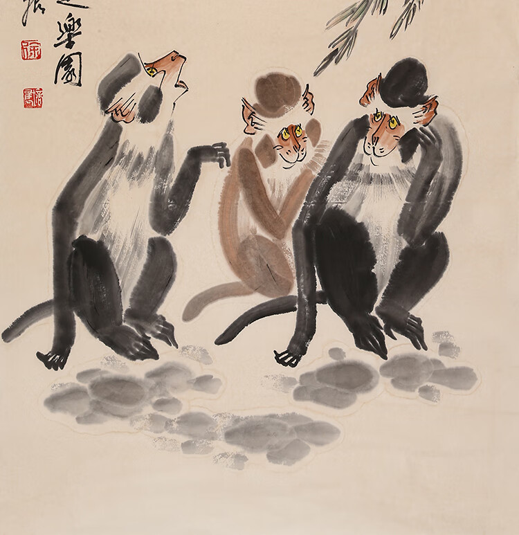 徐培晨字画三尺竖幅手绘精品名人书画写意动物猴名家国画作品收藏纯