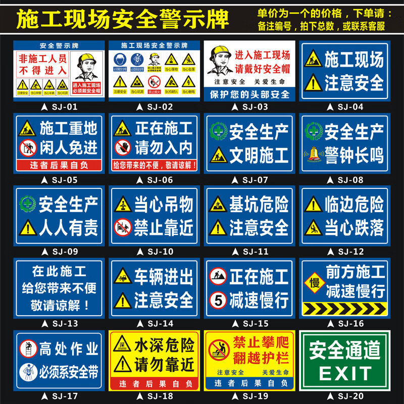 安全標識牌施工現場警示牌危險標誌標示牌建築工地指示提示牌定製 5mm