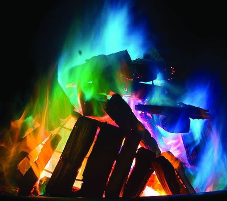 新款彩色火焰粉 魔法彩色火焰变色粉户外篝火七彩火花神奇的火道具抖