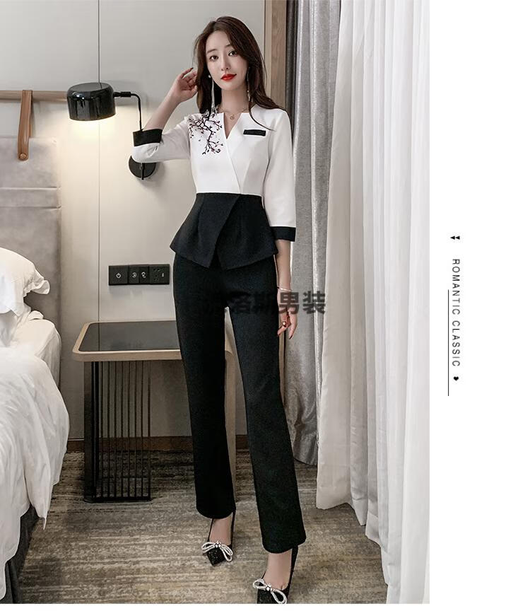 spa足浴养生馆美容师高端工作服美容院女气质秋冬足疗技师黑色裤裙s