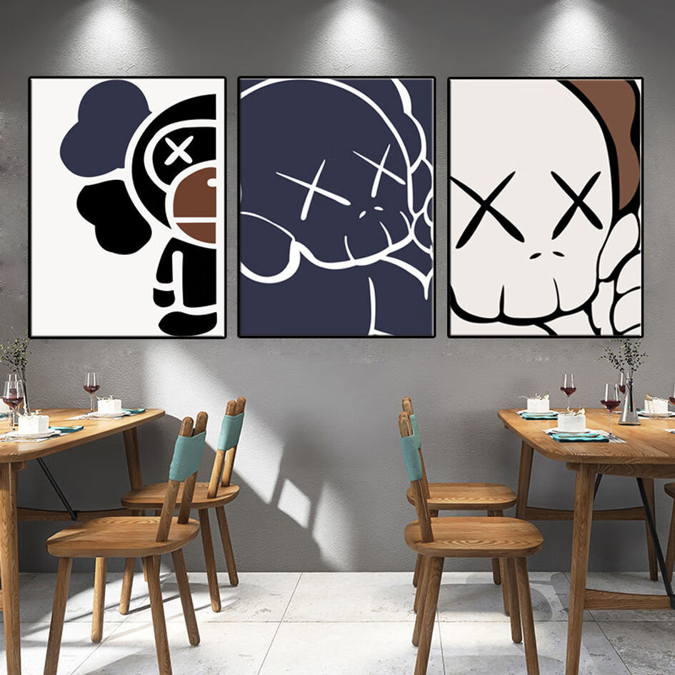 精美装饰海报kaws挂画创意潮流卡通芝麻街客厅卧室潮牌海报个性墙壁画