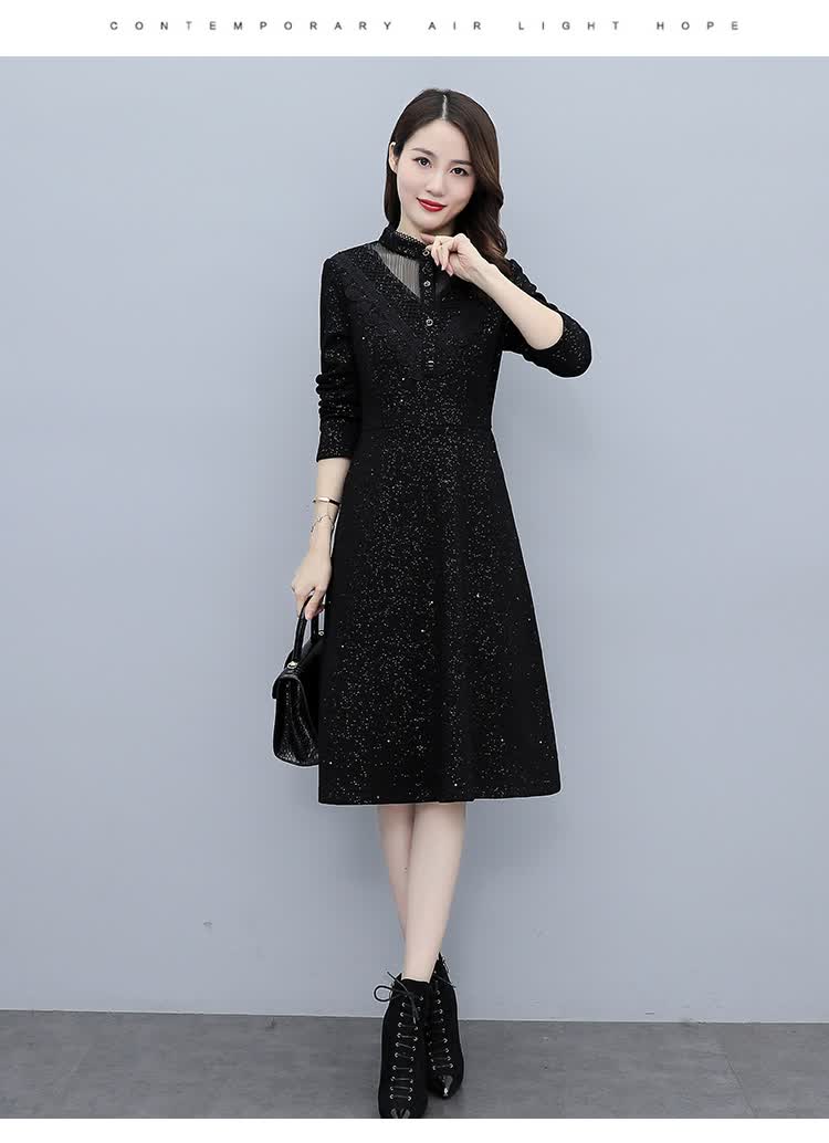 冬季30岁到35到40岁女人穿的冬装蕾丝内搭连衣裙加绒加厚韩版修身显瘦