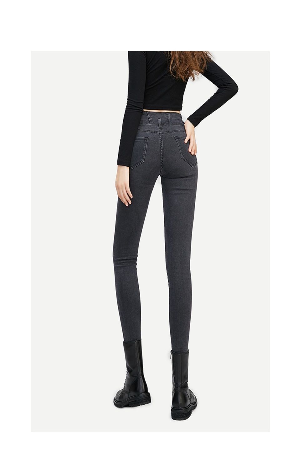 蜜桃臀性感翘臀提臀牛仔裤女紧身裤春夏蜜桃臀翘臀牛仔裤女烟灰色小脚