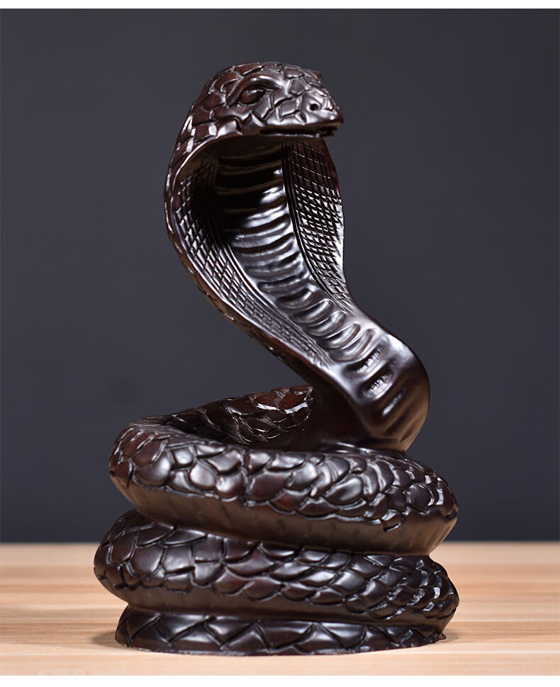友漾 木雕蛇摆件实木十二生肖木制蛇眼镜蛇家居客厅装饰红木工艺品