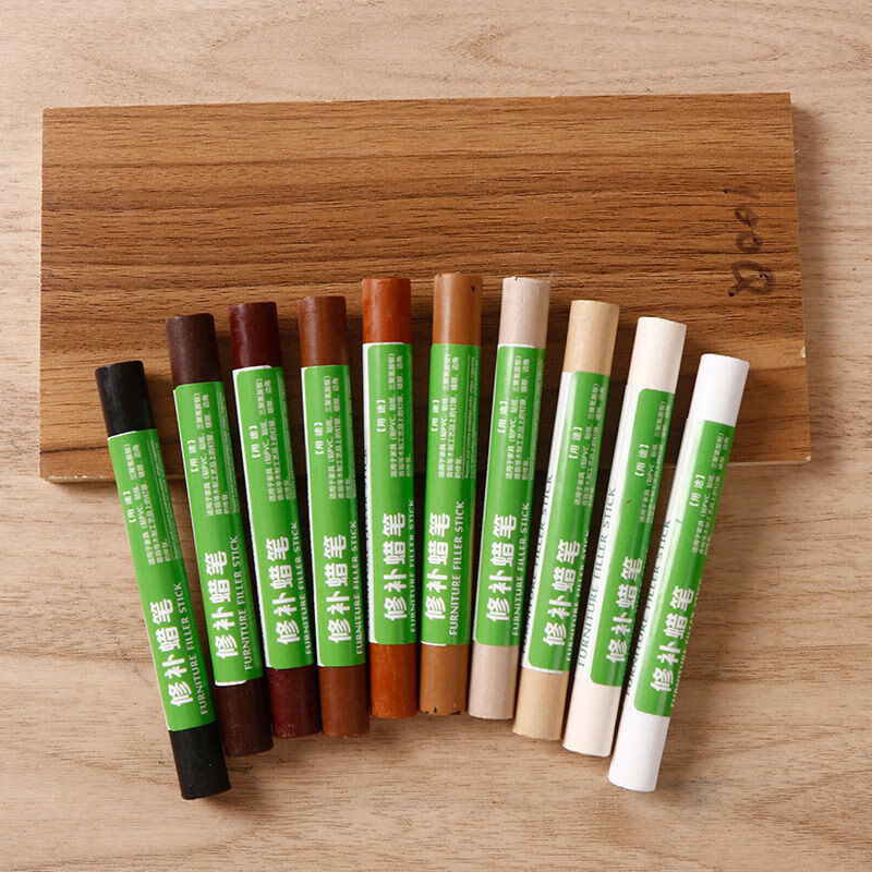 家具修补蜡笔补漆上色维修木器修复钉眼崩边坑洞填充木制修补笔一盒10