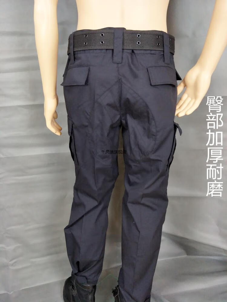 地铁安检制服安检员衣服保安工作服裤子黑色网格男女裤加肥加大黑色
