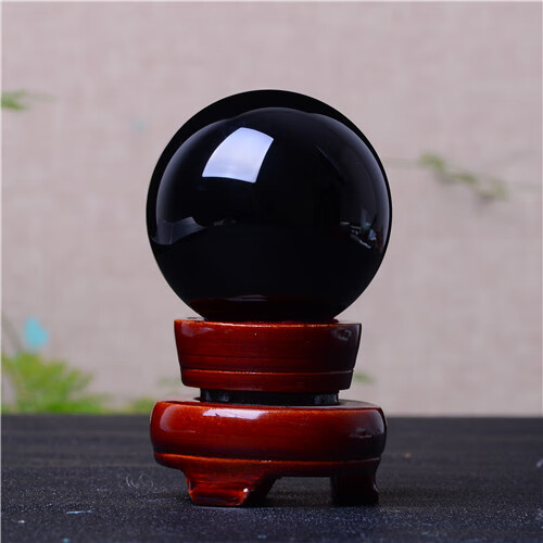 黑曜石水晶球摆件 黑曜石文昌球玄关家宅客厅家居装饰摆件 直径8厘米