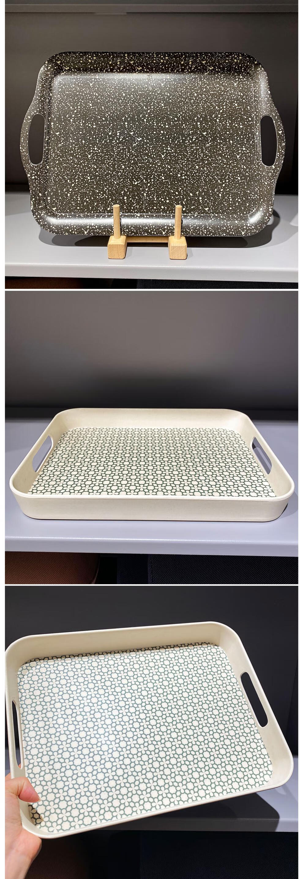 水杯托盘创意家用客厅出口韩国北欧水磨石纹竹纤维托盘方形茶水杯收纳