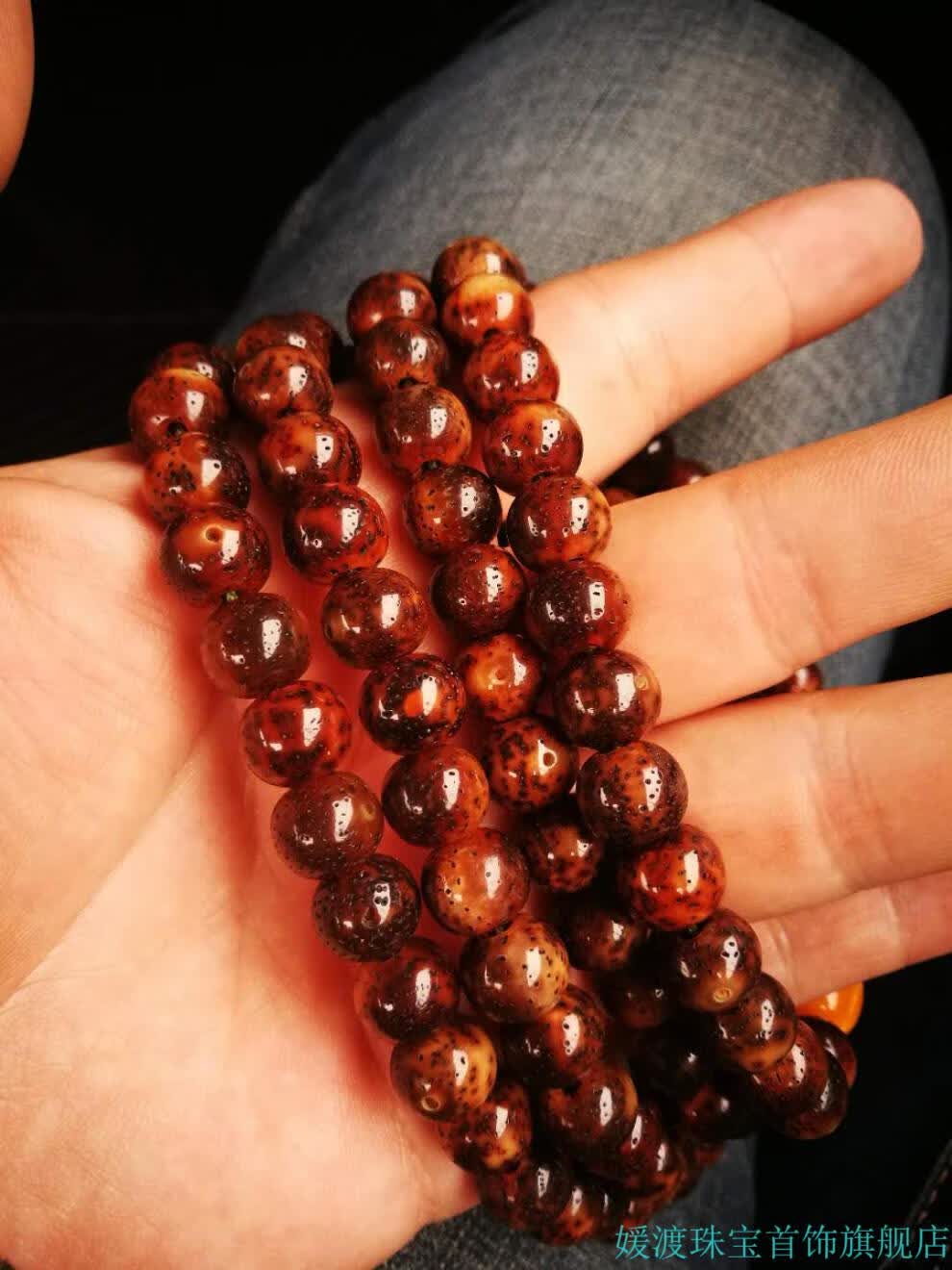 星月菩提手串纯色天然菩提根风化根手串六年老料海南星月108颗佛珠