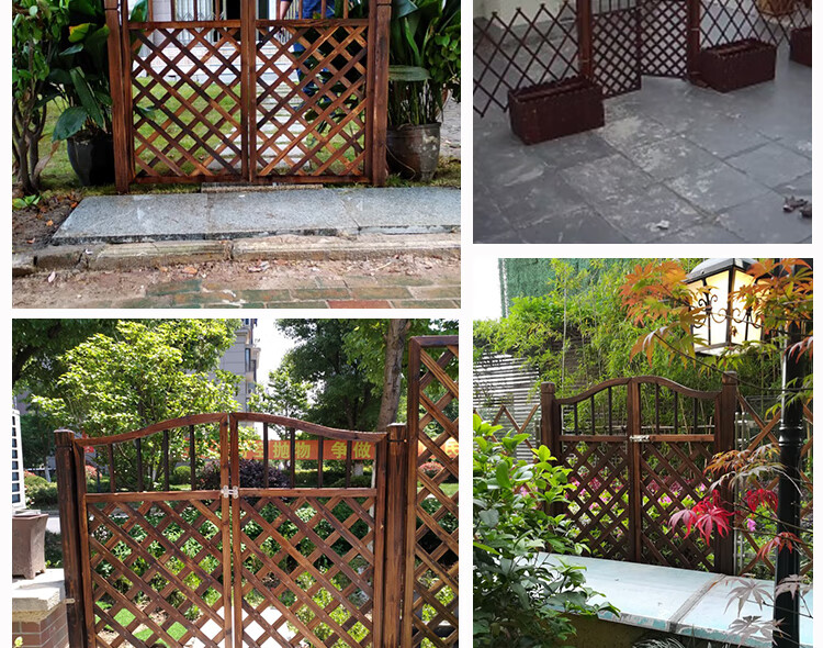 户外防腐木栅栏门庭院装饰网格实木门菜地花园院子田园篱笆小木门定制