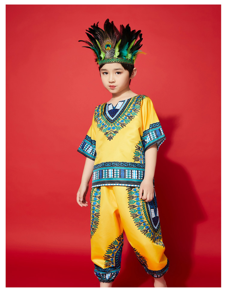 【精选好货】儿童非洲鼓表演服装儿童非洲鼓演出服男女印第安成人舞蹈