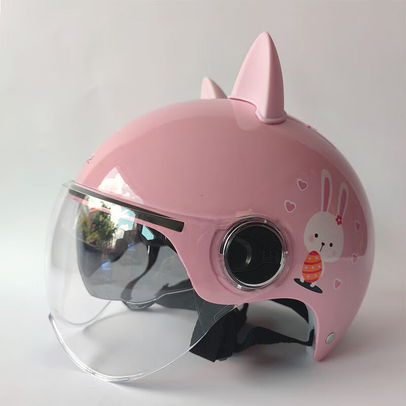 电动车头盔安全帽成人男女四季夏款可爱猫耳朵大人摩托电瓶车半盔粉色
