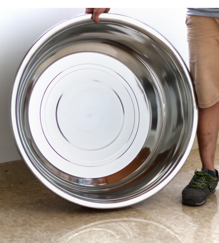 不锈钢大盆圆形加大加厚洗澡盆商用洗菜盆家用洗衣服加深洗脸盆l迷你