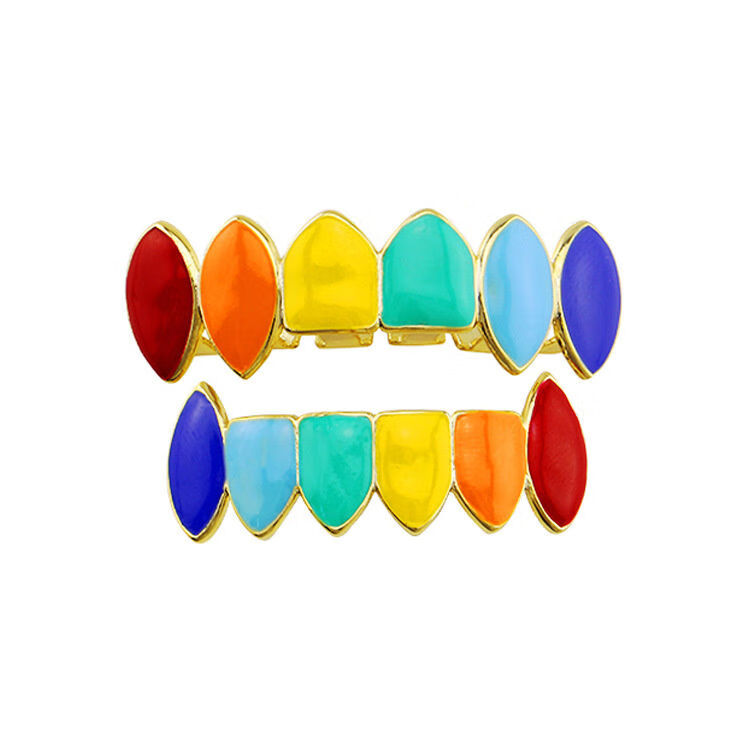 fazu法族欧美嘻哈牙套hiphop七彩亮面尖牙套万圣圣诞节炫酷嘻哈饰品