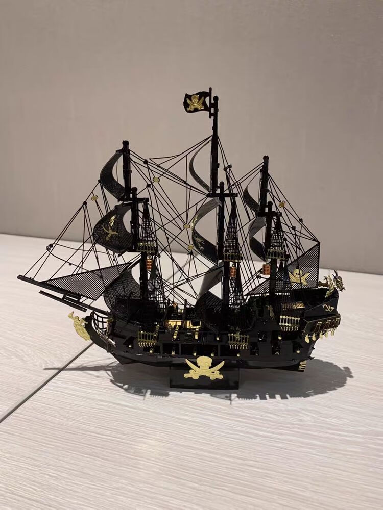 黑珍珠号3d立体金属拼图海盗船拼装模型帆船玩具儿童成人17号防尘罩