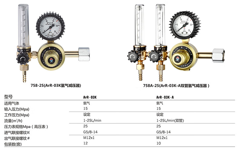 日出氧气表减压阀958乙炔压力表丙烷表氩气表氮气表氢气表二氧化碳表