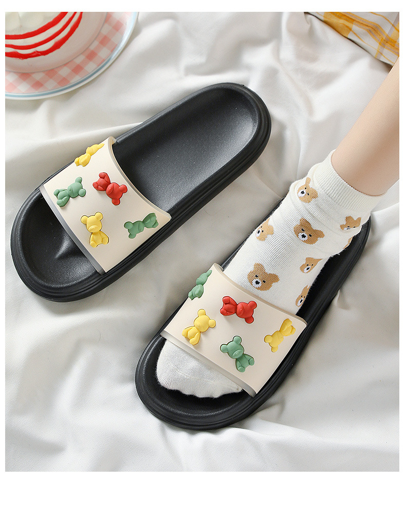 夏季糖果熊凉拖鞋女可爱外穿时尚百搭pvc凉拖室内家居用拖鞋黄色3637