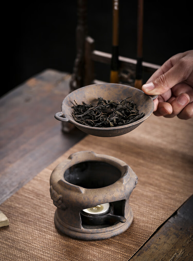 lism复古金釉烘茶器陶瓷温茶醒茶器蜡烛烤茶叶提香焙茶器茶道配件鎏金