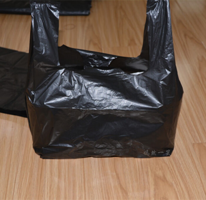 大中小号黑色塑料袋子加厚背心袋手提方便袋马夹袋家用垃圾袋3554亮黑