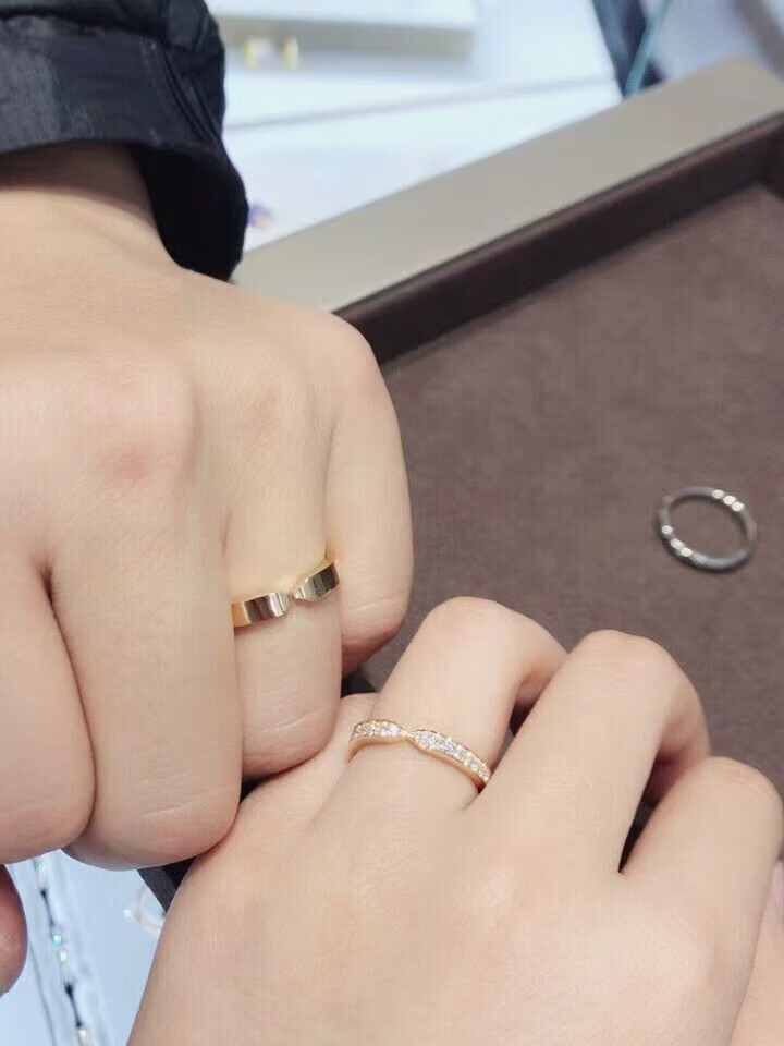 尚美对戒 plume戒指女v金高版镀金银质满钻v形男女婚戒轻奢情侣对戒
