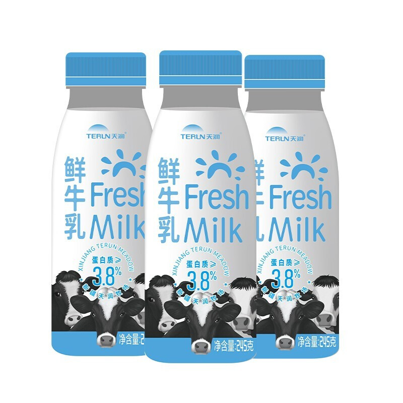 terun天润新疆巴氏鲜奶温纯牛奶鲜牛乳鲜牛奶245g8瓶16