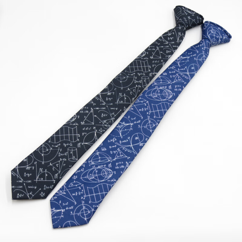 新品拉链领带男黄色领带男数学物理图案设计的领带男正装浅黄色男潮