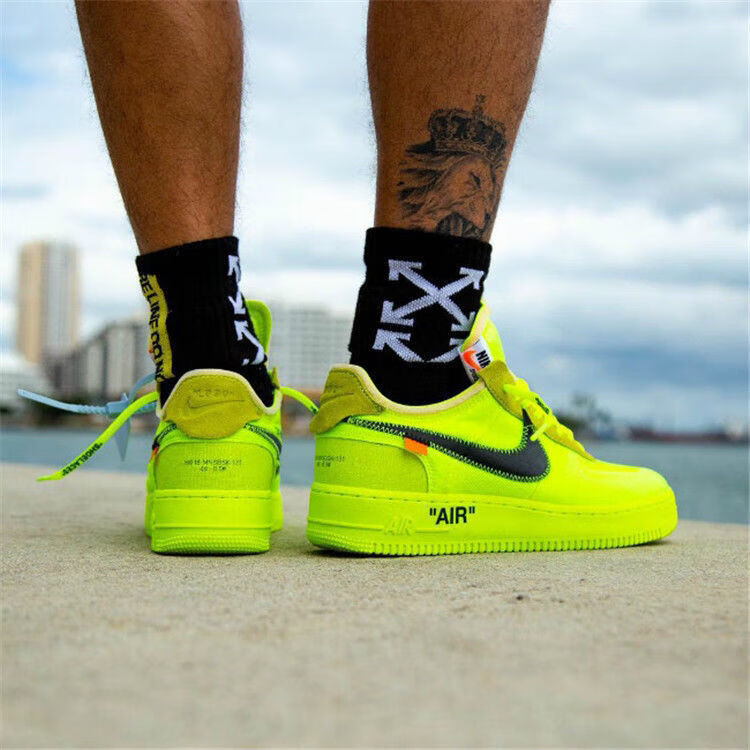 公司空军一号af1ow联名黑白荧光绿板鞋公司级136