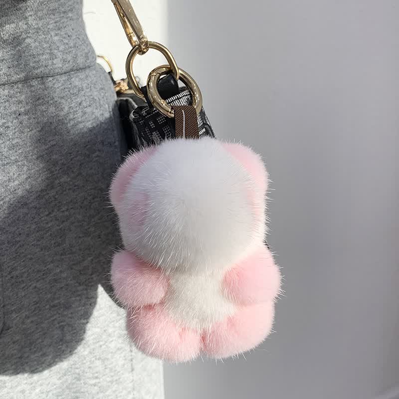 小熊猫皮草挂件可爱小熊熊包包挂饰毛绒熊熊汽车钥匙扣 熊猫色【图片