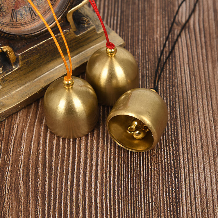 黄铜风铃及配件带铃锤金属小铜铃铛风铃diy材料圣诞铃铛防盗铃红绳