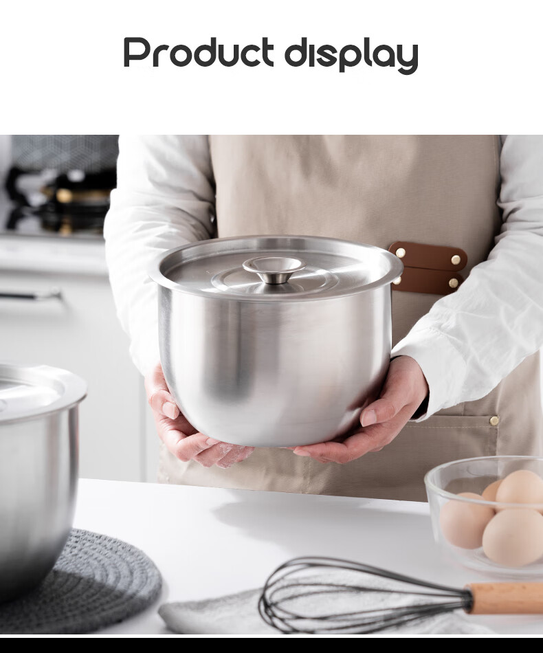 油盆带盖家用猪油盆304不锈钢油盆打蛋盆带盖汤盆厨房盆子洗菜盆大号