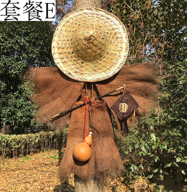 蓑衣斗笠帽農家樂掛件古風防雨披肩可穿草鞋魚簍裝飾蓑笠梭衣棕衣大號