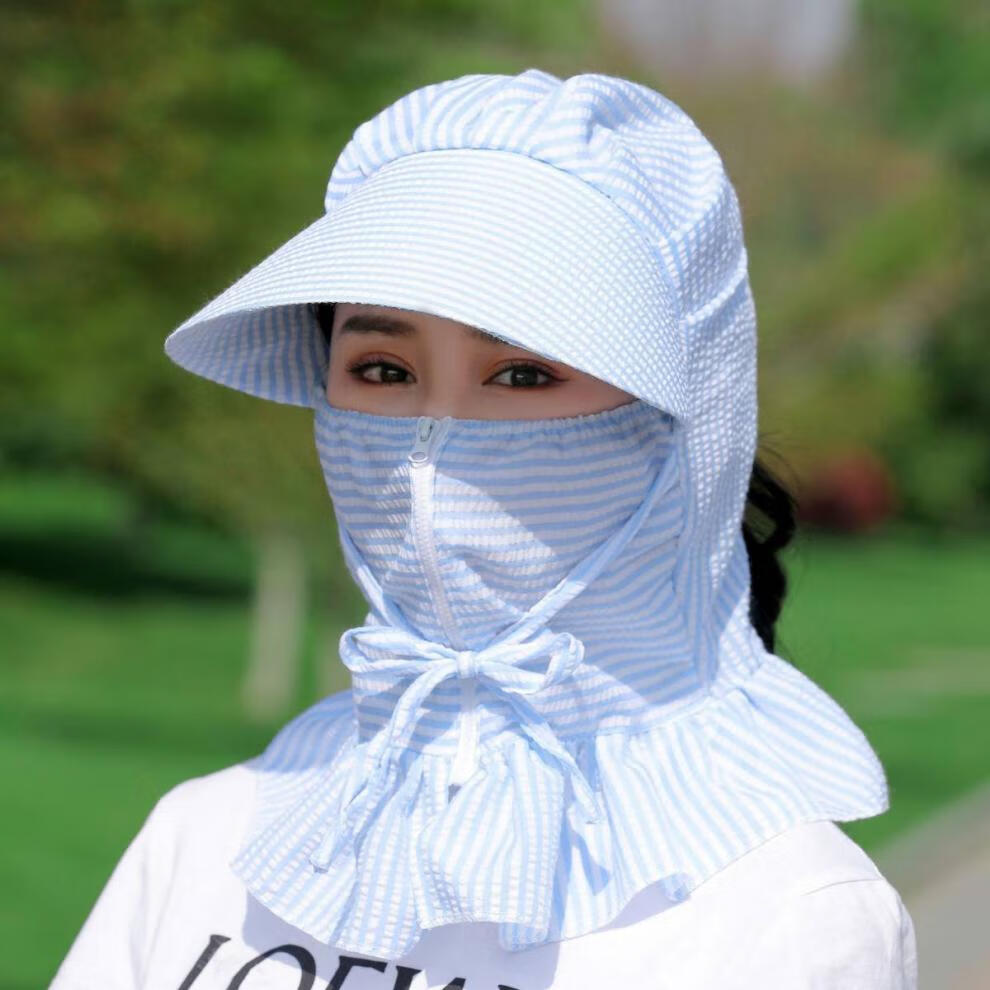 遮阳骑车遮脸扎马尾太阳帽防风防晒遮阳帽凉帽帽女遮阳帽可折叠艾黑色