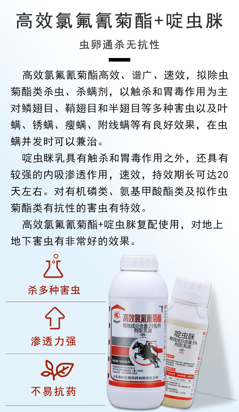 啶虫脒高效氯氟氰菊酯钻心虫蚜虫红蜘蛛根结线虫螨虫药农药杀虫剂1500