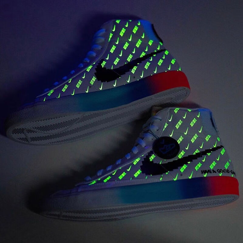 blazer开拓者夜光电玩像素高帮板鞋男女情侣休闲鞋潮ins电玩像素纯