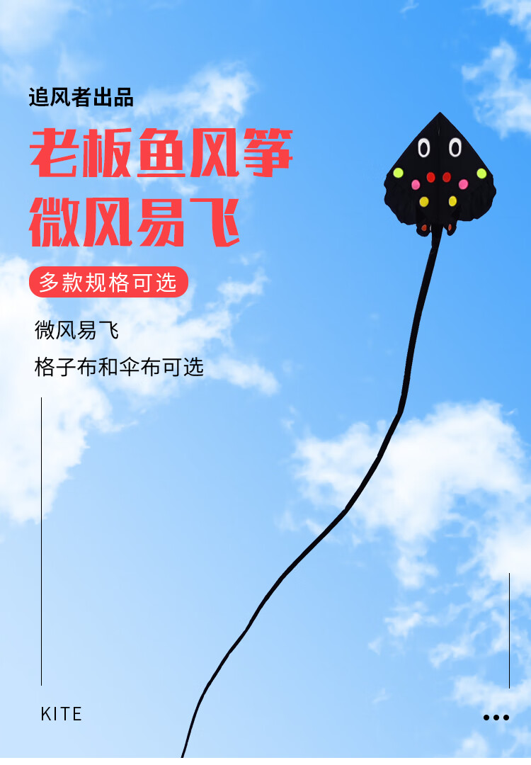 追风者风筝风筝追风者风筝544软伞布碳杆老板鱼风筝鳐鱼风筝促销仅4平