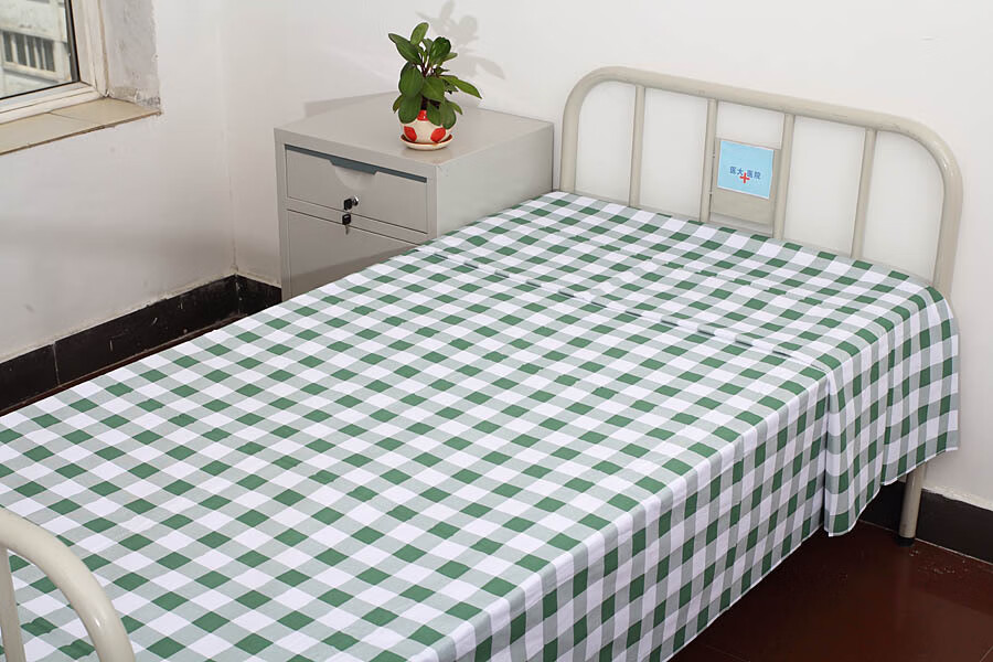 医院床单三件套医院用床上用品三件套医护病床蓝白条床单被套枕套白色