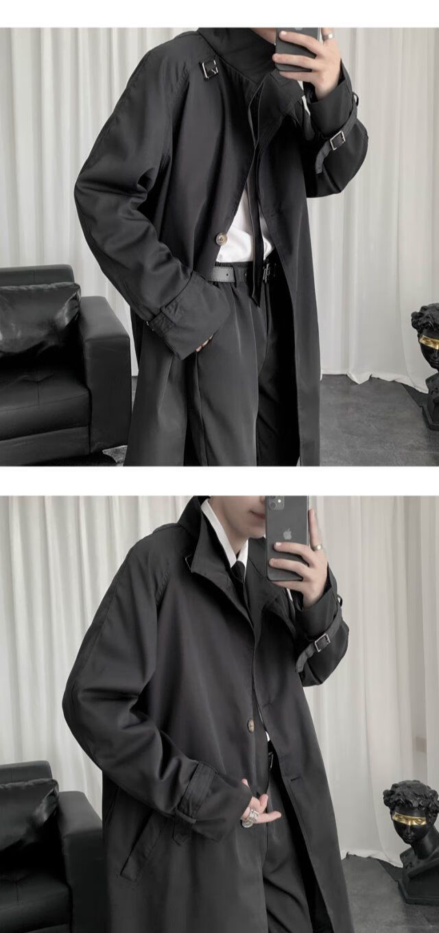 新款风衣外套男2021春秋季中长款风衣潮流百搭宽松大衣港风潮牌韩版