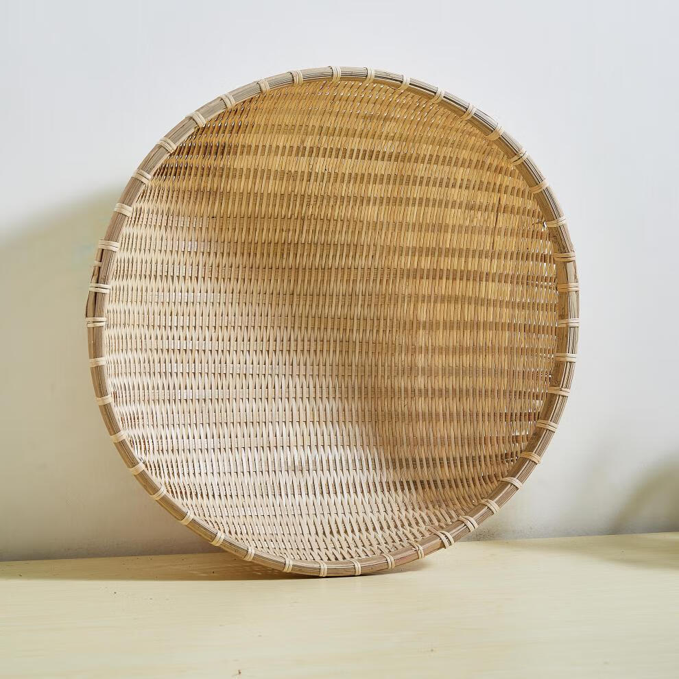 新款手工竹编簸箕筲箕馒头收纳筐竹制品篮子洗菜装水果道具表演潮流