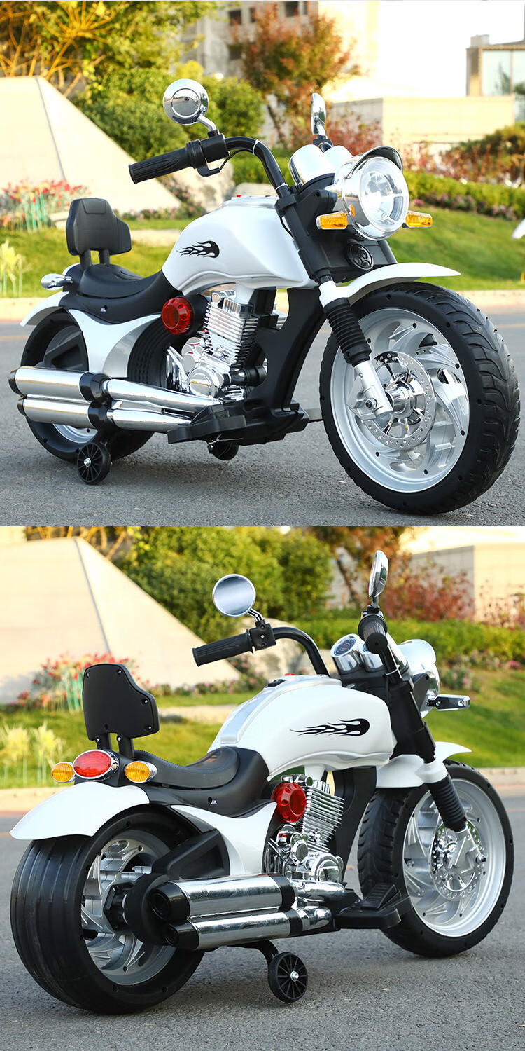 儿童电动两轮哈雷摩托车双驱男女孩电动车可充电可坐人玩具车童车烤漆