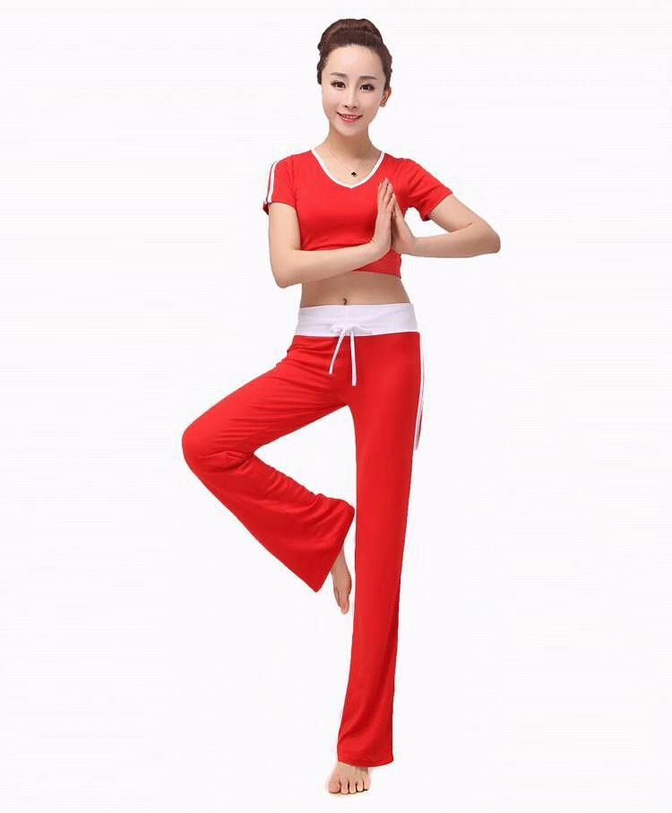 广场舞服装女夏款露肚脐跳操服健身服套装健美操服比赛团体服黑色l