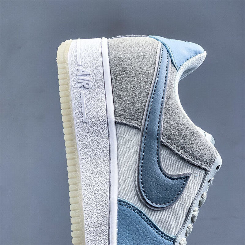 af1空军一号雾霾蓝低帮头层皮轻便男女鞋板鞋缓震耐磨气垫运动鞋 雾霾