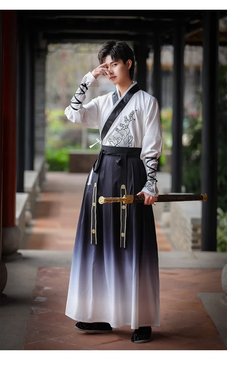 汉服男中国古风武侠男士公子书生套装学生班服表演服秋冬古装衣服07款