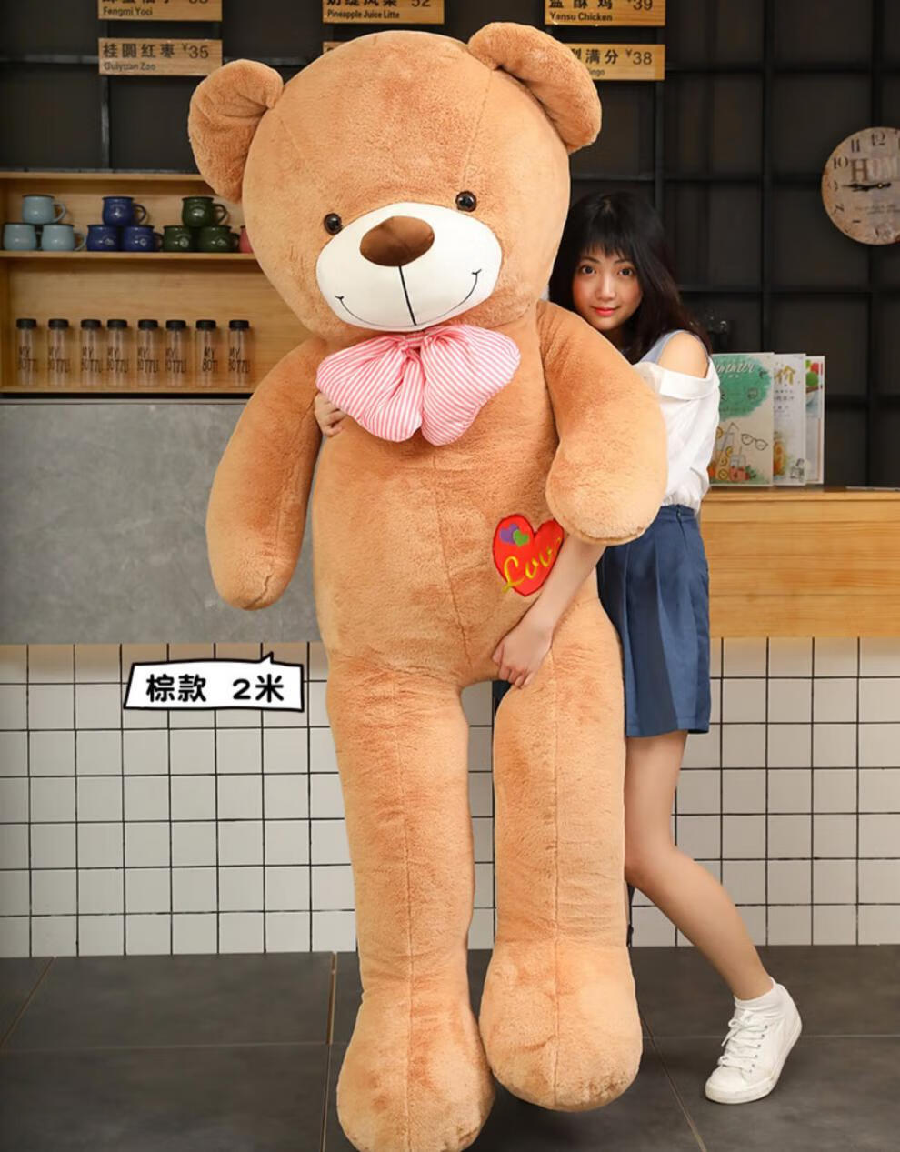 泰迪熊大熊玩偶娃娃抱抱熊特大号毛绒玩具熊熊超大公仔大号女孩卡其色