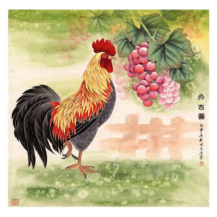 大公鸡贴画大吉大利雄鸡图生肖动物鸡图富贵吉祥画风水画 a001 pp背胶