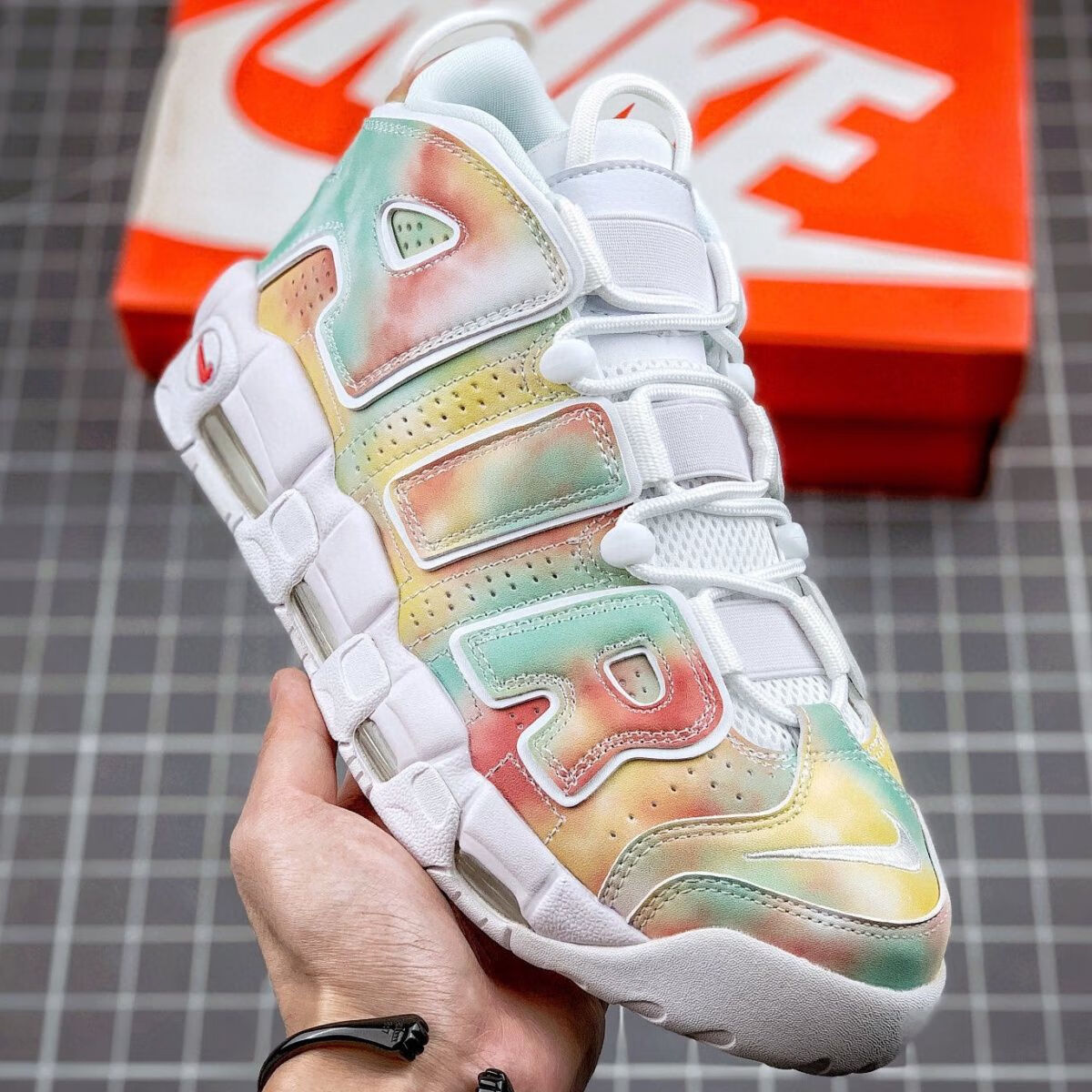 纯原皮蓬大air实战篮球鞋扎染樱花粉热感应校园情侣款休闲运动鞋 渐变