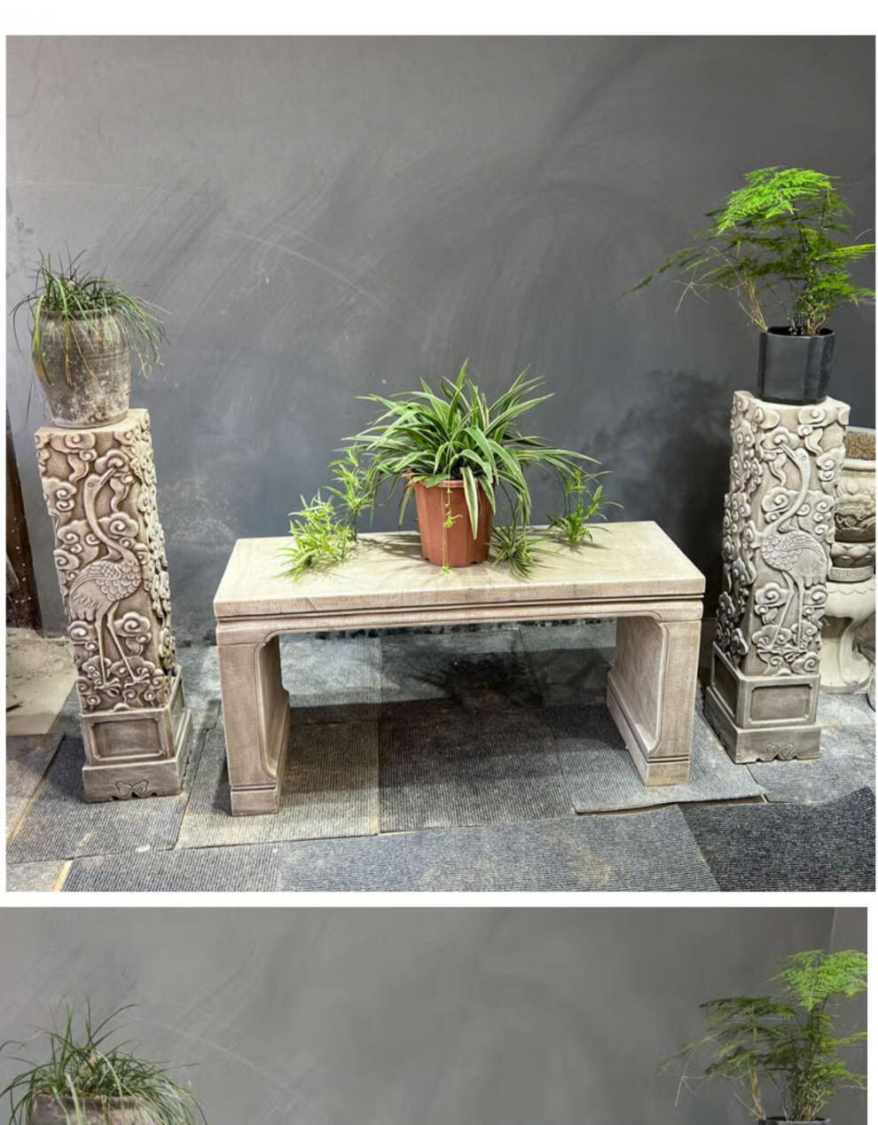 南啵丸石桌石凳长条花台仿古条几汉白玉盆景台花架长方形台案寺庙供桌