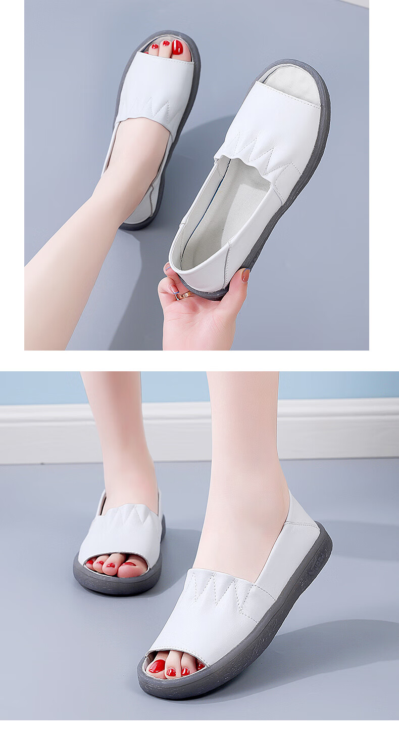 尊士烟斗女鞋夏季2022新款女式时尚休闲凉鞋女舒适软底鱼嘴鞋轻便套脚