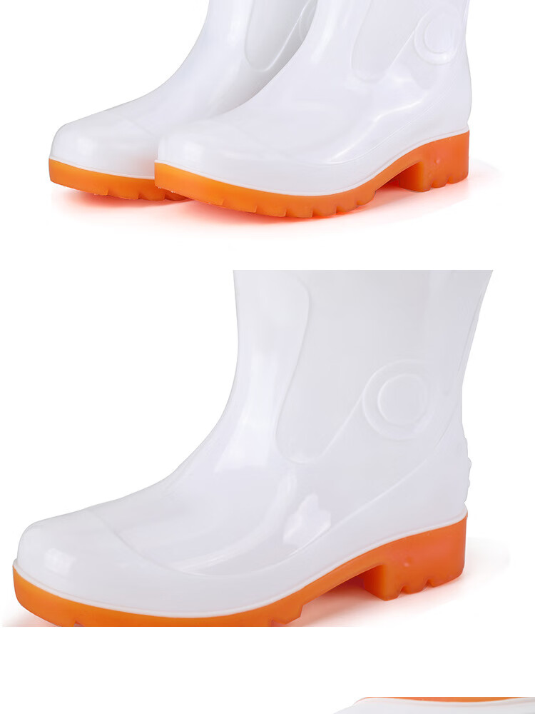 水靴食品厂水鞋中筒雨鞋男色中帮食品卫生雨靴劳保防水鞋胶鞋 白色 39