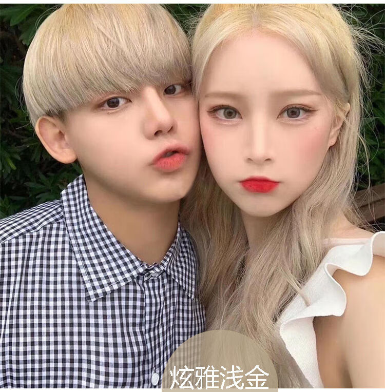 情侣色染发膏潮色奶灰葡萄紫亚麻青木灰银狐灰媚拉红染发剂青木灰强