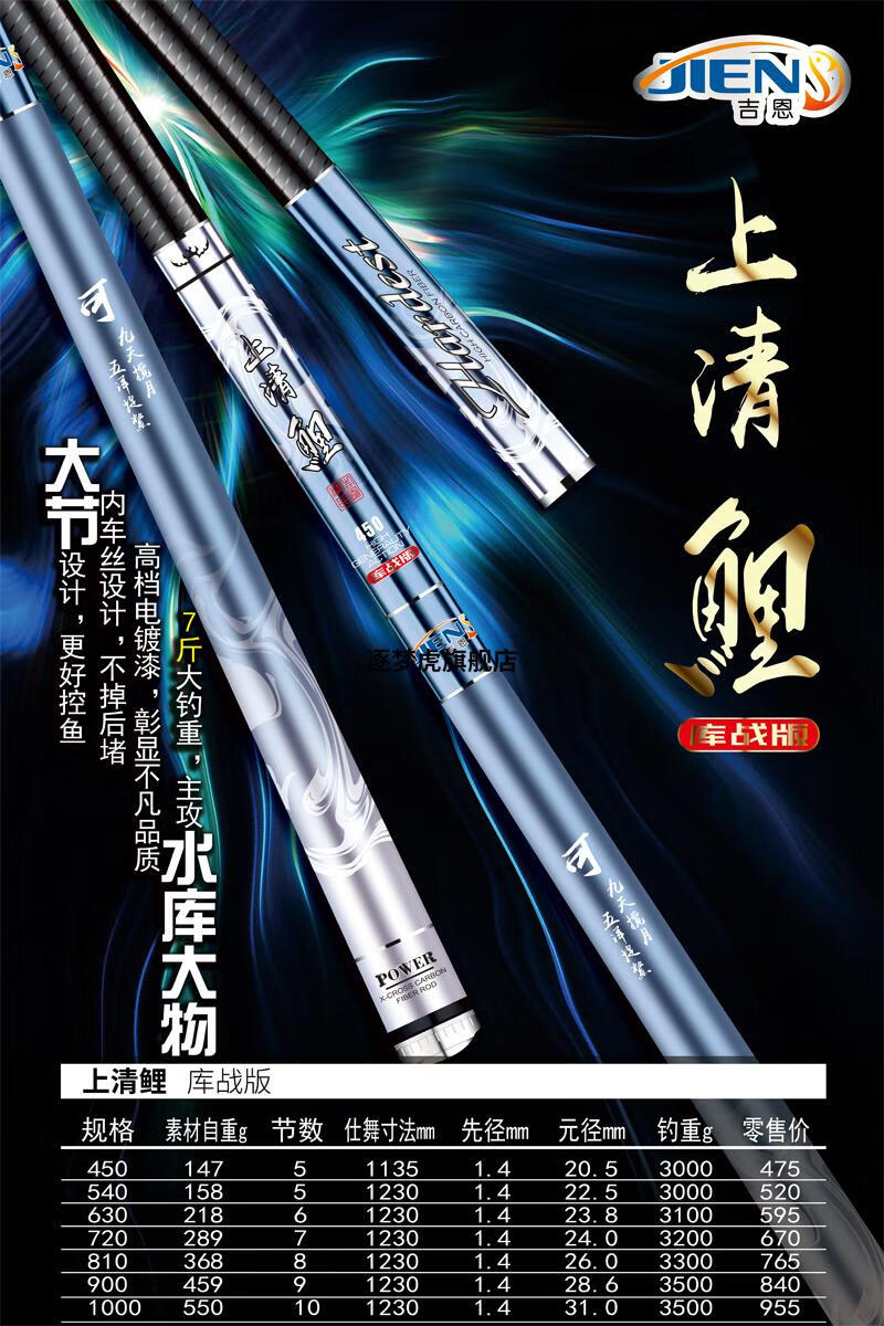 2022新款吉恩鱼竿钓具渔具上清鲤库战版鲤竿台钓竿综合竿休闲竿黑坑竿